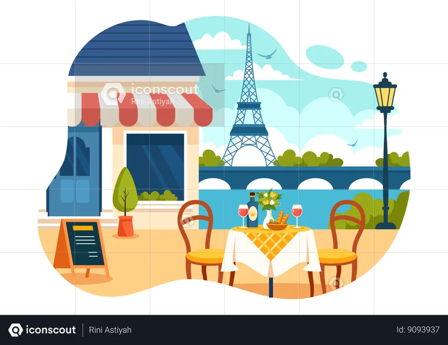 French Food Restaurant  Illustration