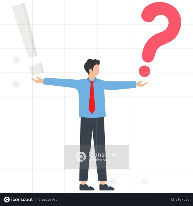 Frequently asked questions of exclamation marks and question marks  Illustration