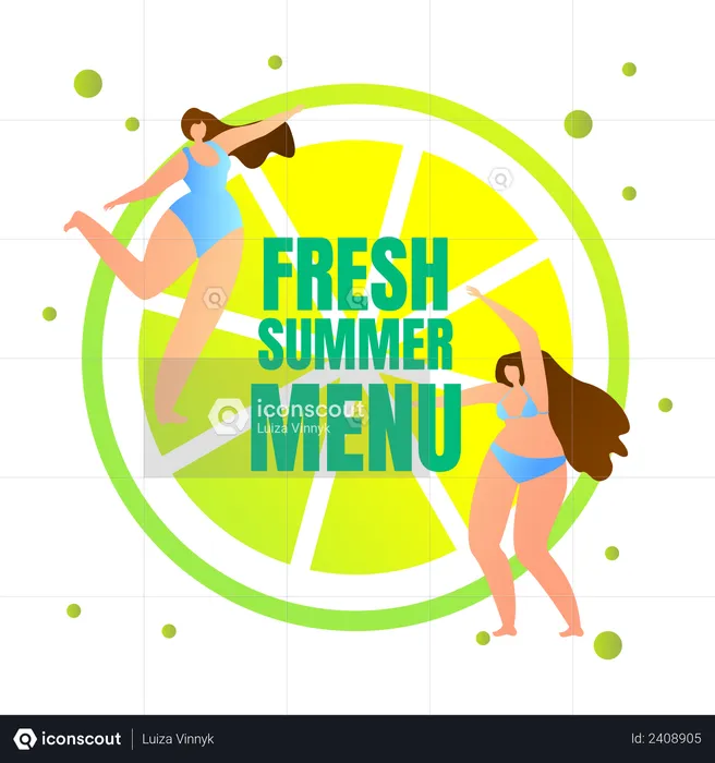 Fresh summer menu on beach theme  Illustration