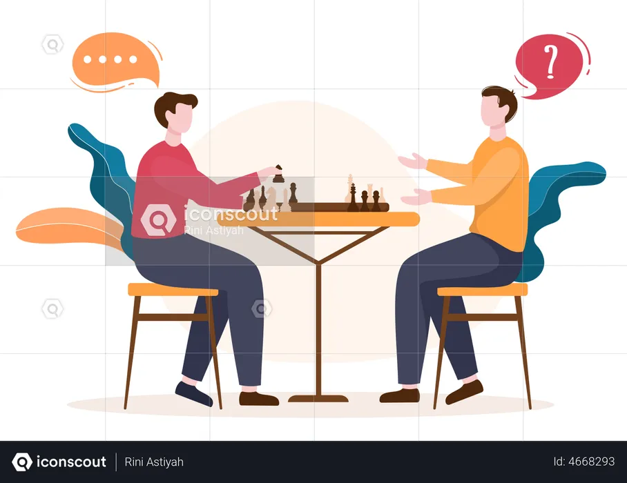 Freunde spielen Schach  Illustration