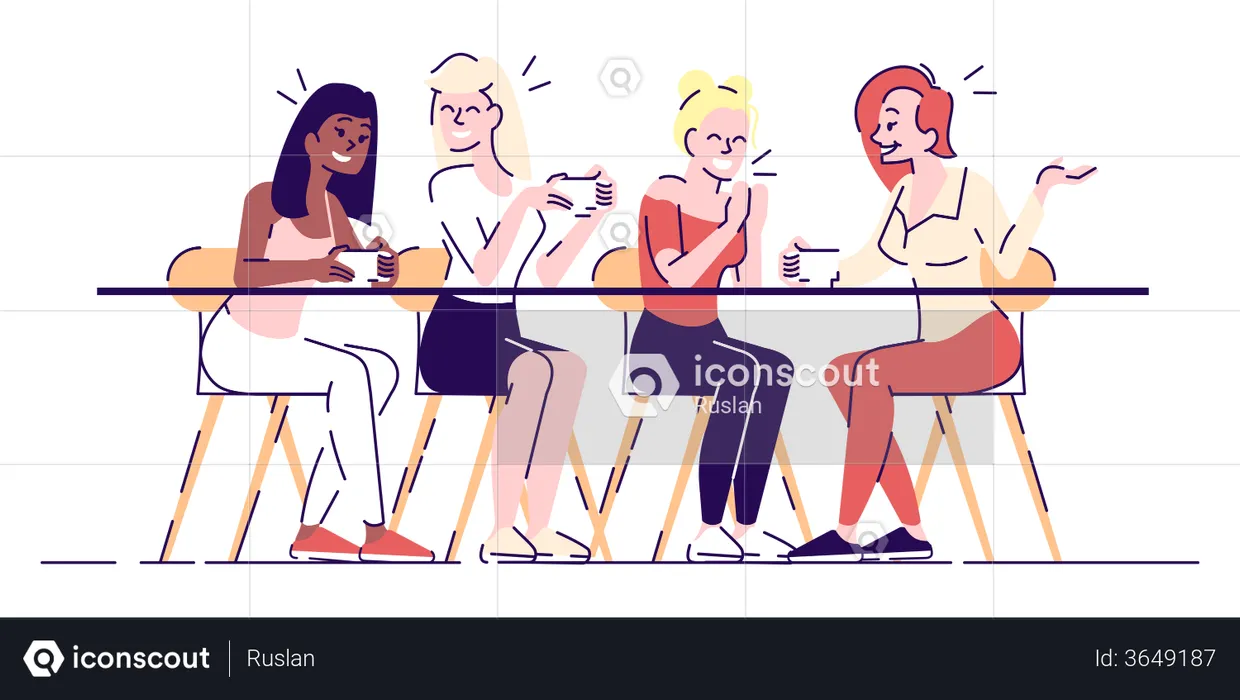 Freunde beim Kaffee im Café  Illustration