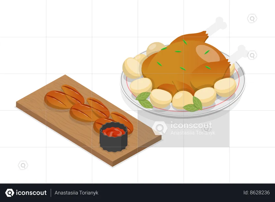 Fried Chicken Meat  Illustration