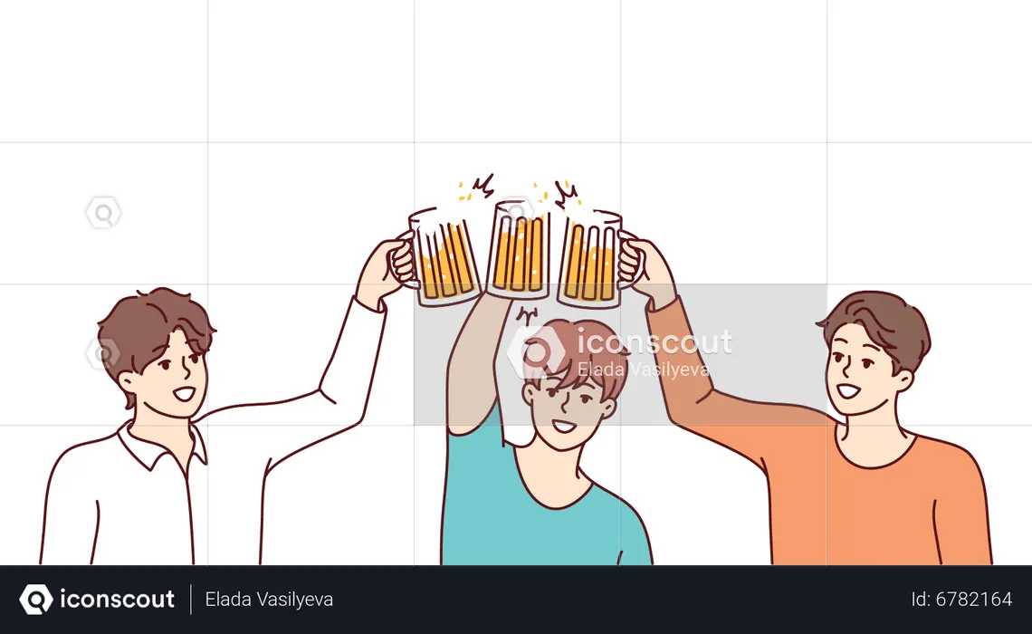 Friend cheers beer glass  Illustration