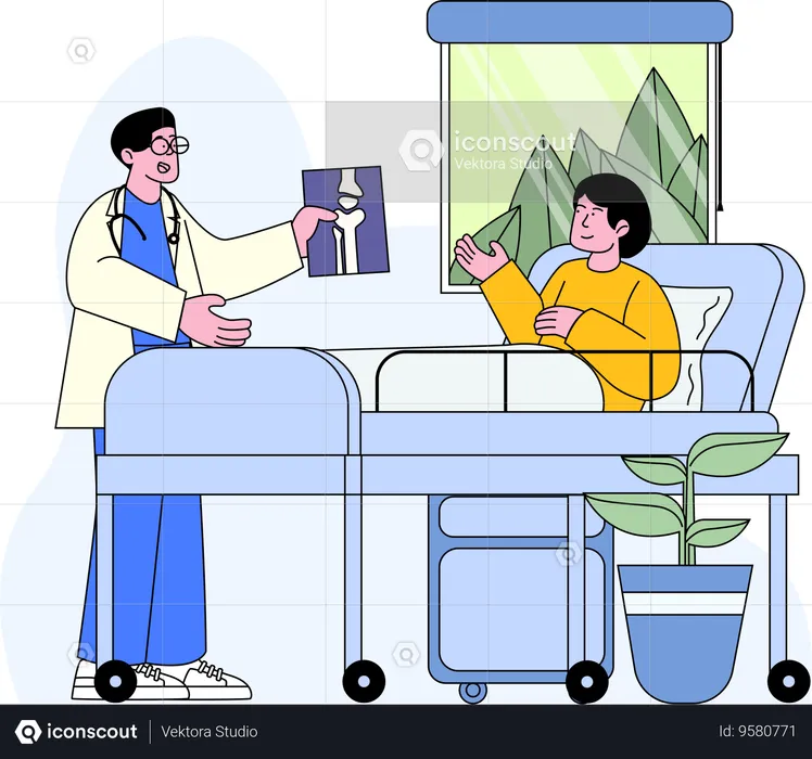 Friendly Consultation in a Comfortable Hospital Room  Illustration