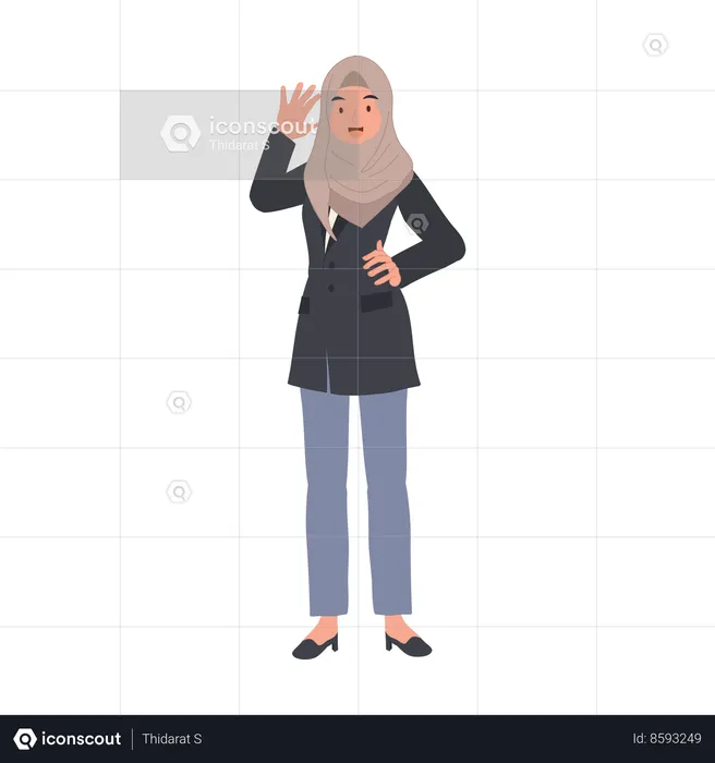 Friendly Muslim Businesswoman Greeting with Confident Gesture  Illustration