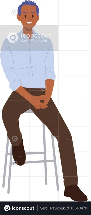 Friendly smiling man sitting on chair having nice conversation  Illustration