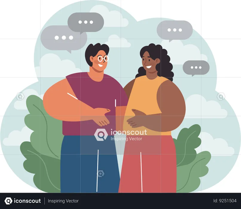 Friends are communicating verbally  Illustration