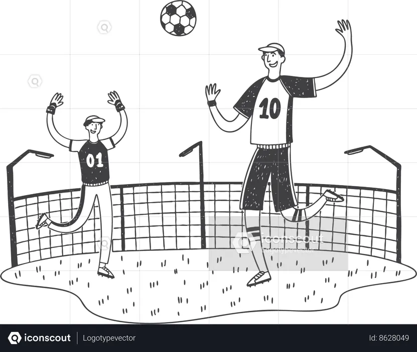 Friends are playing football  Illustration
