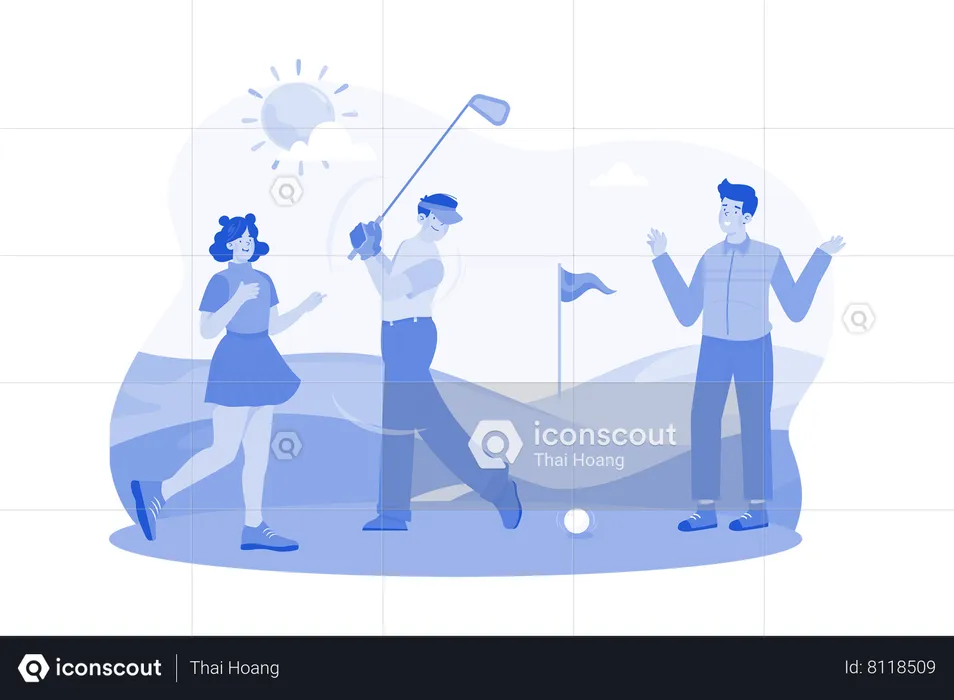 Friends are playing golf sport  Illustration