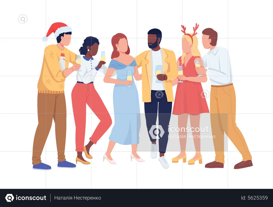 Friends at Christmas party  Illustration