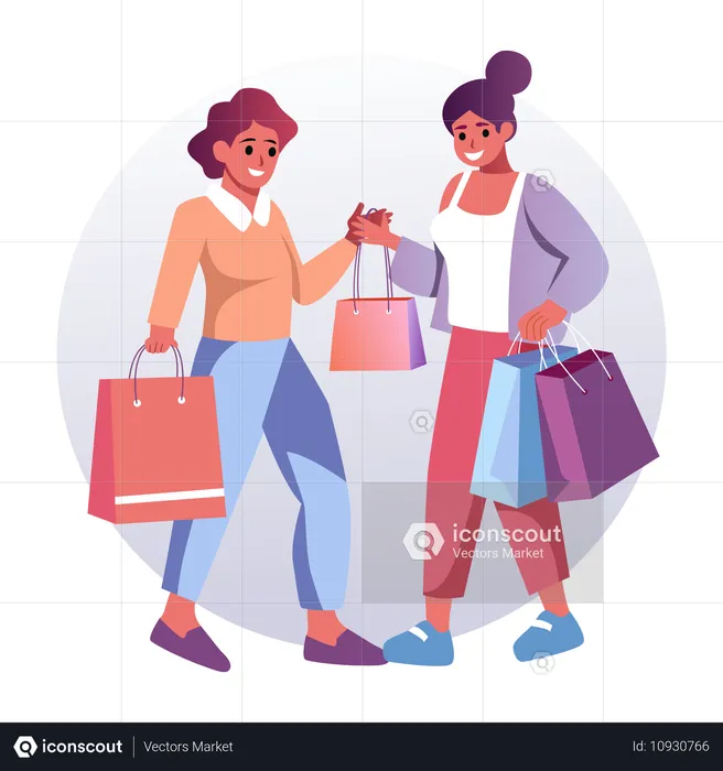 Friends Buying clothes from market  Illustration