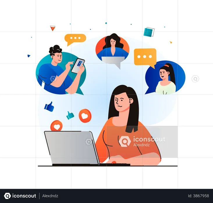 Friends calling via social media platform  Illustration