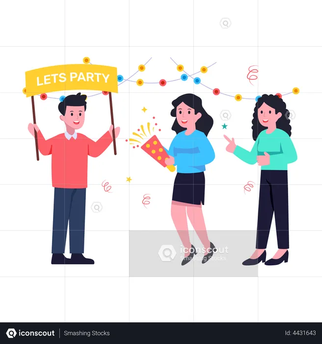 Friends celebrating birthday  Illustration