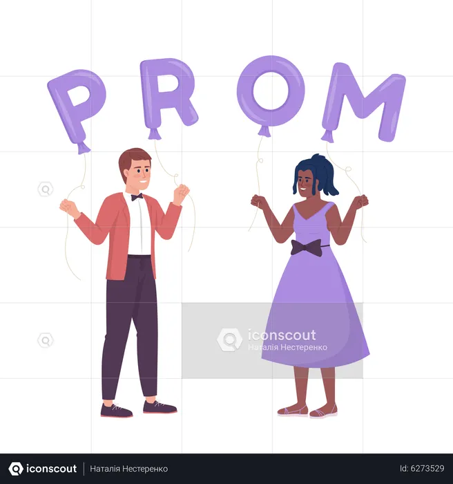 Friends celebrating prom night and dancing  Illustration
