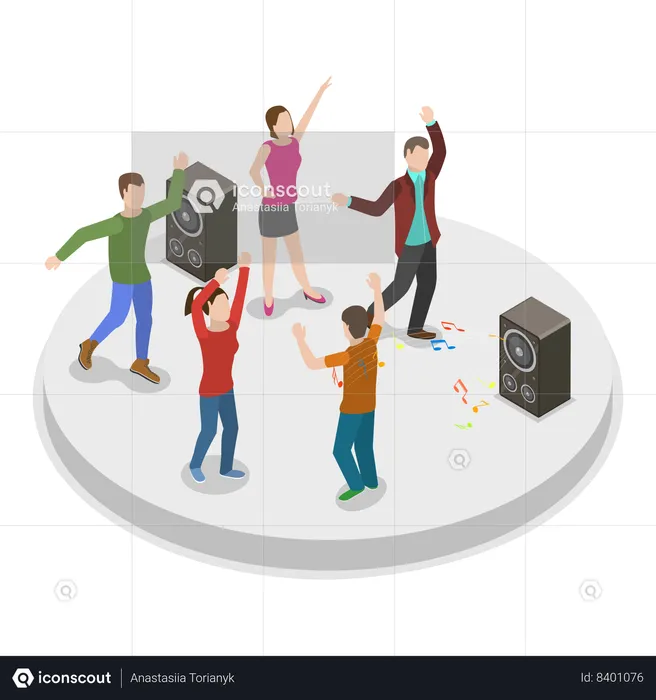 Friends dancing at a rave party  Illustration