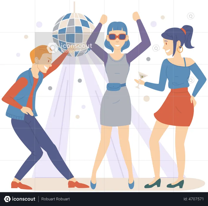 Friends dancing in party  Illustration