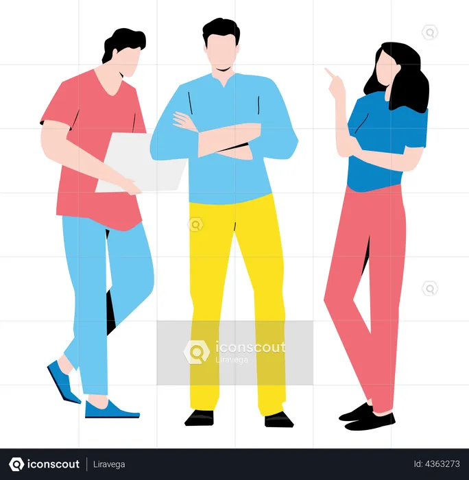 Friends discussing while standing  Illustration