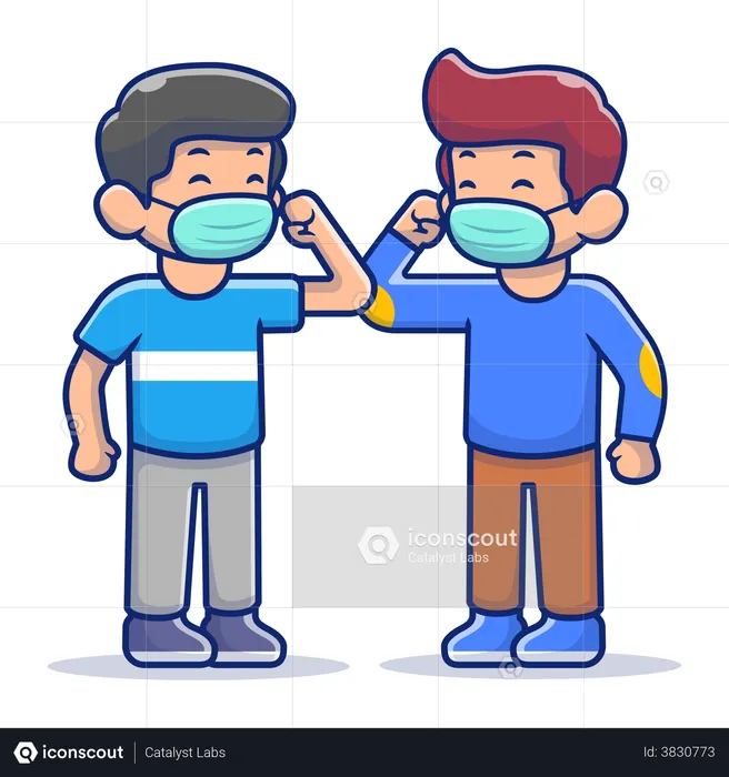 Friends doing elbow bump during coronavirus pandemic  Illustration