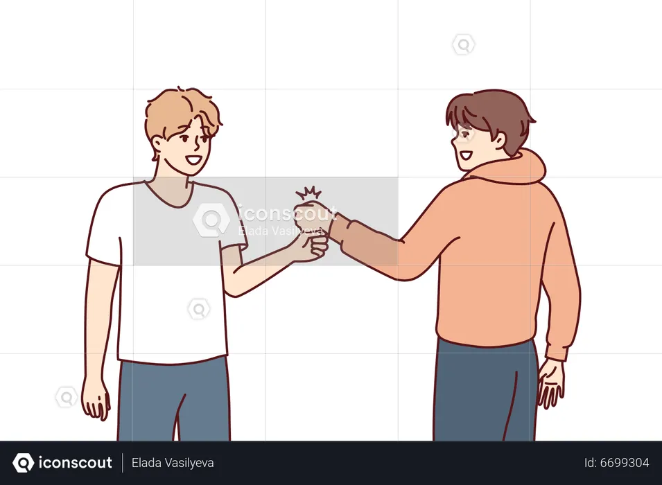 Friends doing hand meeting trick  Illustration