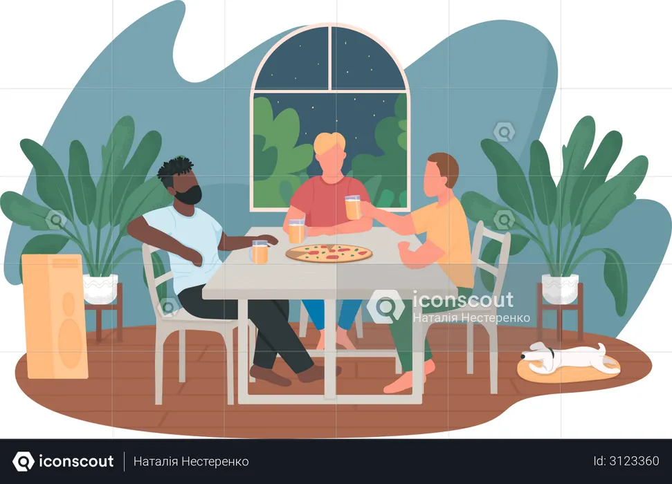 Friends enjoying dinner  Illustration