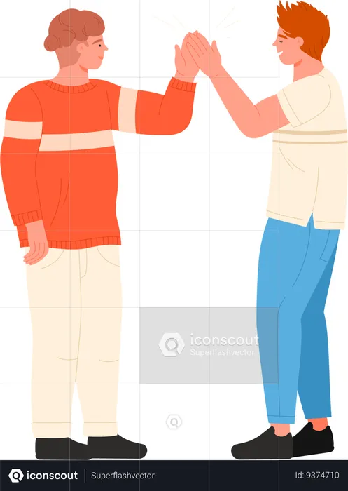 Friends giving high five  Illustration