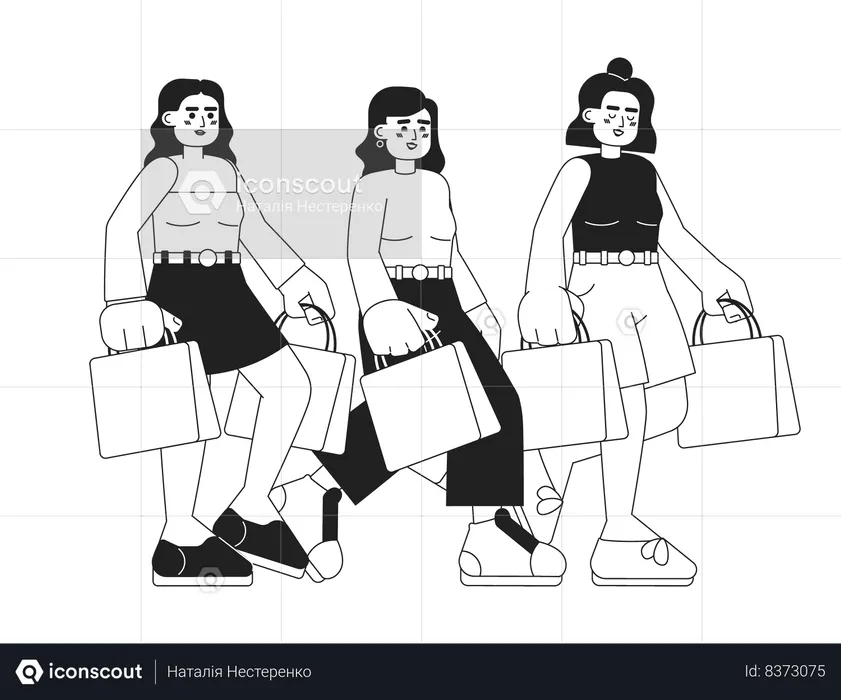 Friends going shopping  Illustration