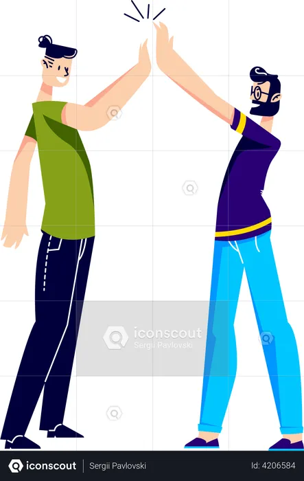 Friends greeting or congratulating  Illustration