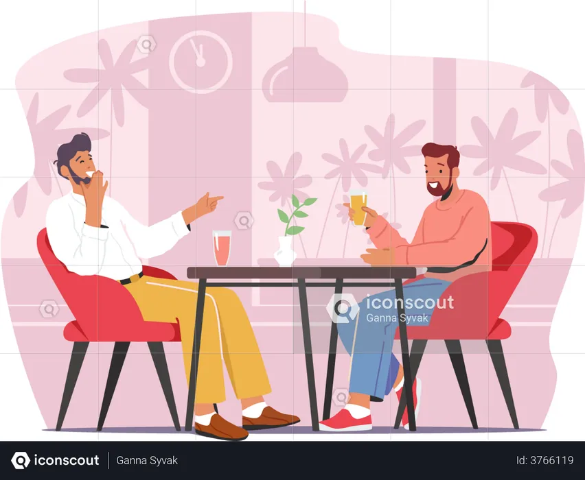 Friends meeting at a cafe  Illustration
