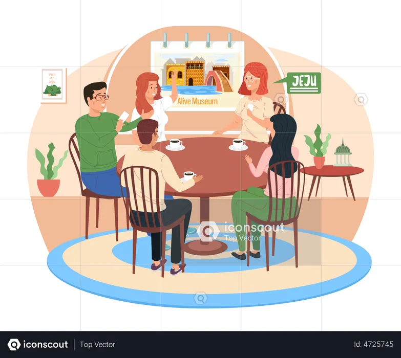 Friends playing board game at home  Illustration