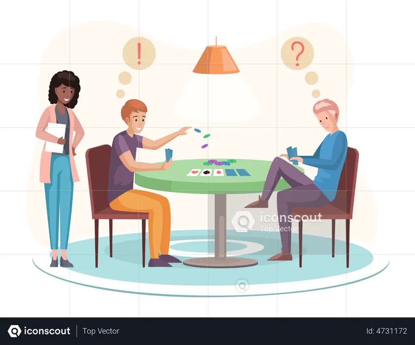 Friends playing card game  Illustration