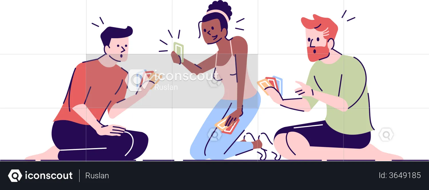 Friends playing cards  Illustration