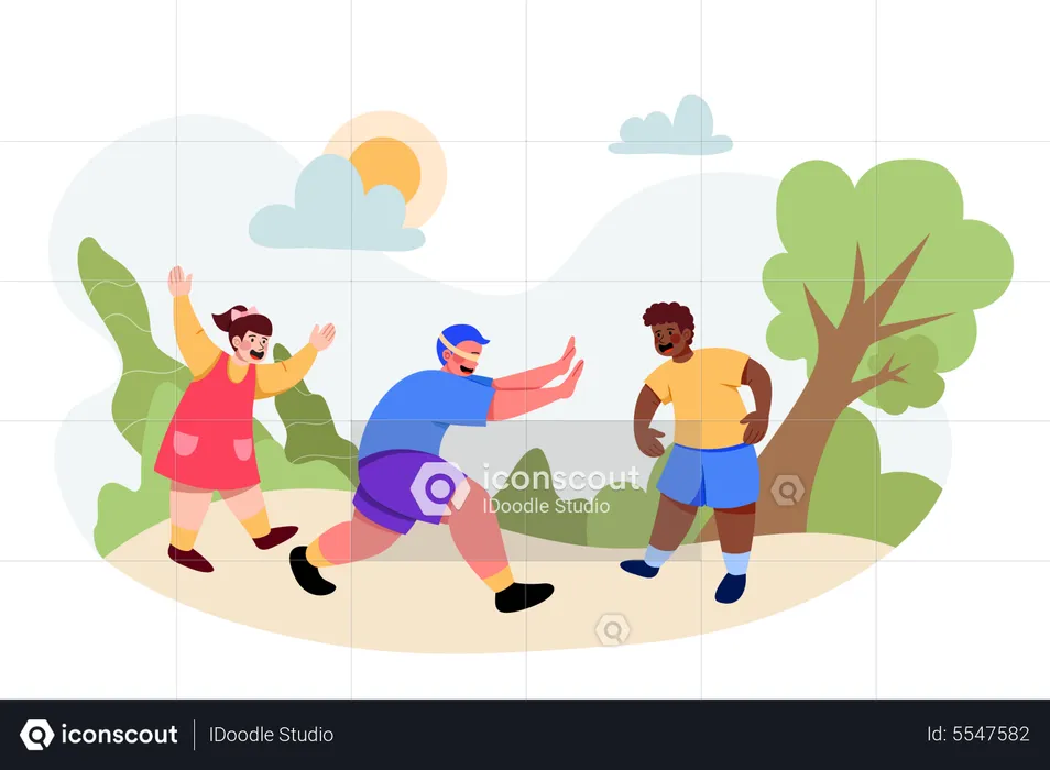 Friends playing in park on Friendship Day  Illustration