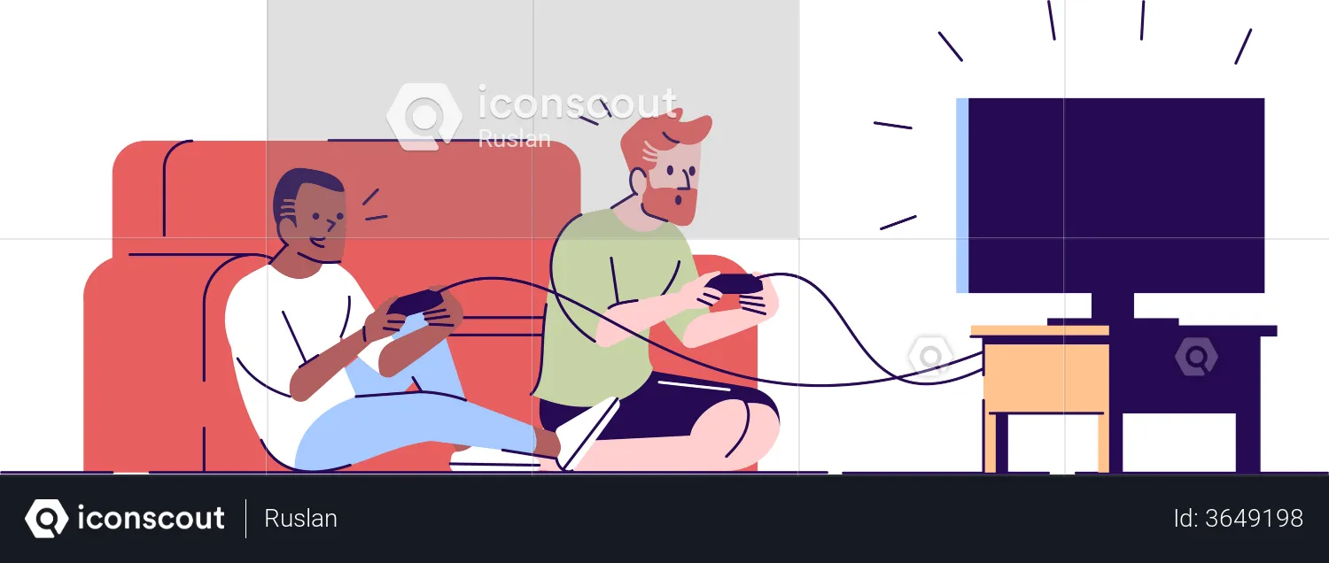 Friends playing video game  Illustration