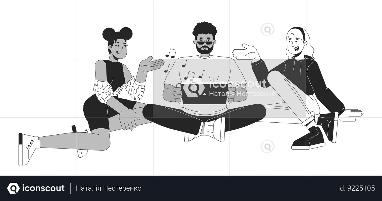 Friends playing videogame together  Illustration