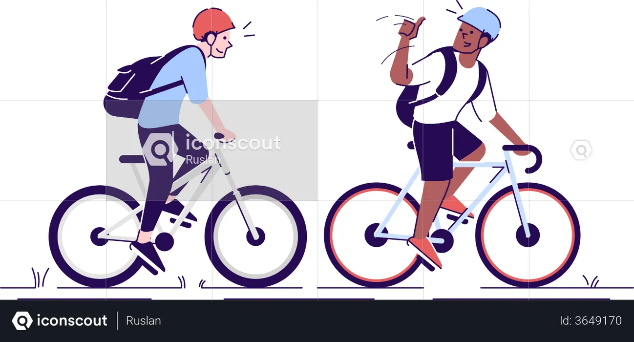 Friends riding bicycles  Illustration
