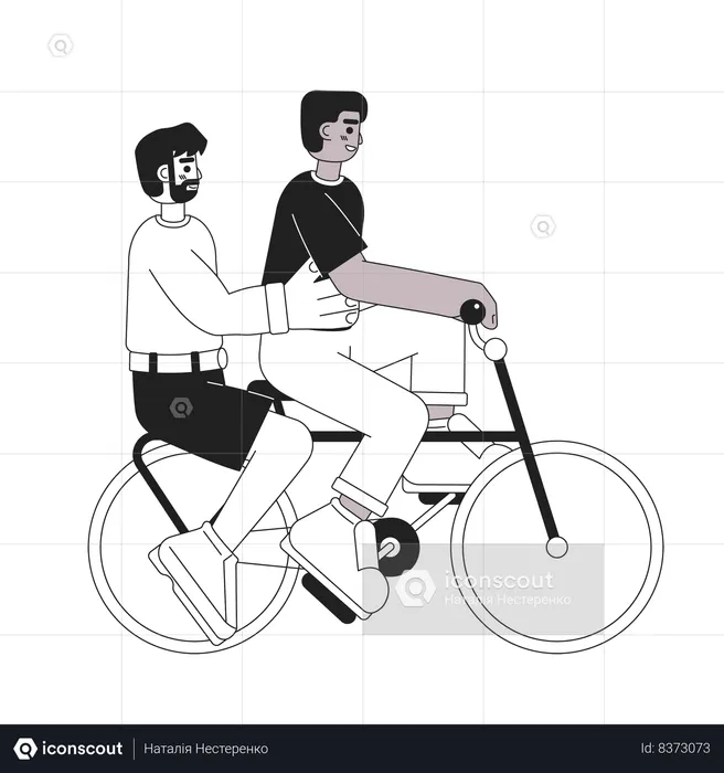Friends riding on bike  Illustration