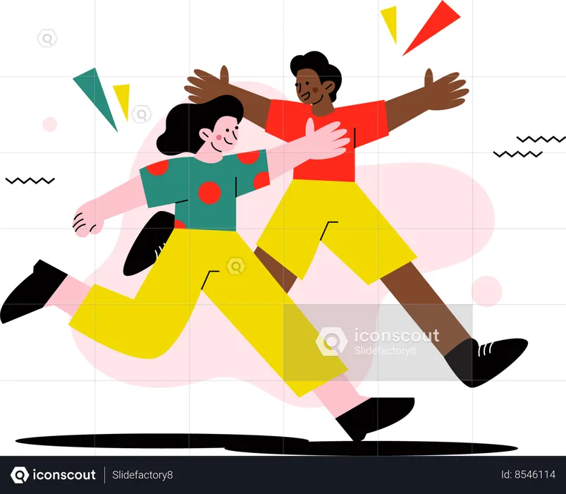 Friends Run Together  Illustration