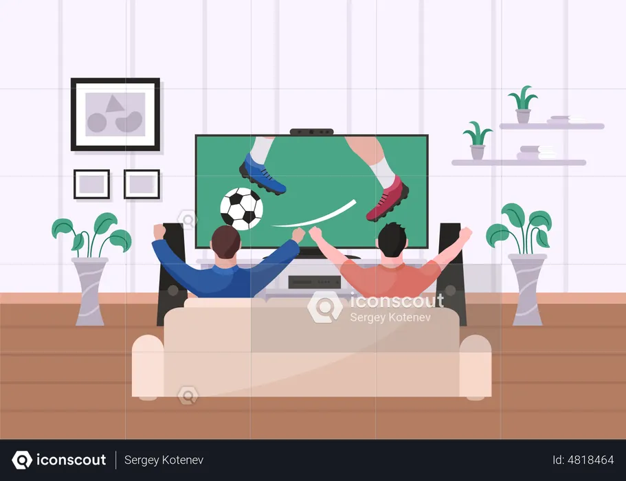 Friends Watching Football  Illustration