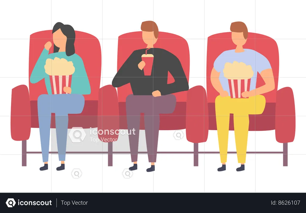 Friends watching movie together  Illustration