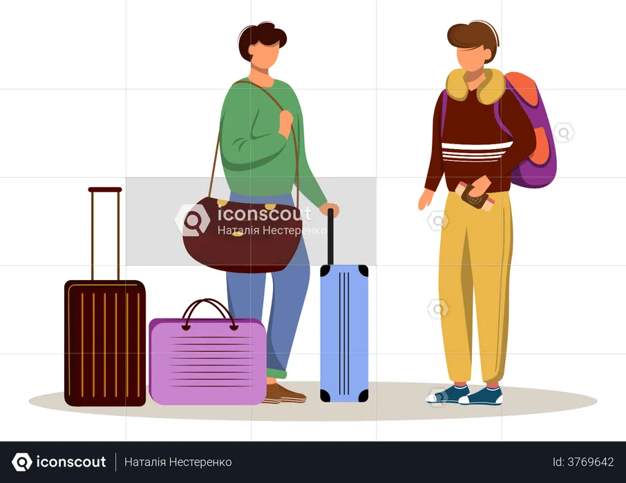 Friends With Luggage  Illustration