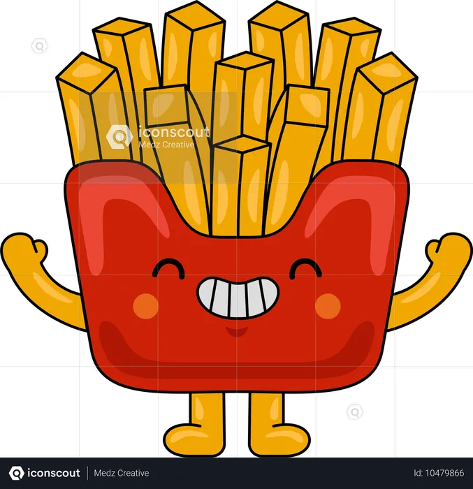 Fries Mascot raising hands  Illustration