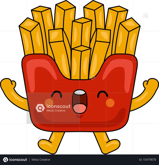 Fries Mascot with open mouth  Illustration