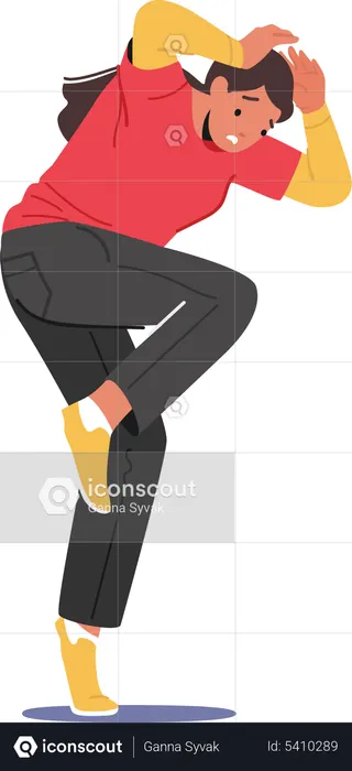 Frightened Female Covering Head with Hands  Illustration