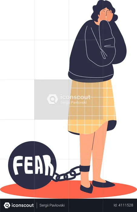 Frightened female with panic disorder  Illustration