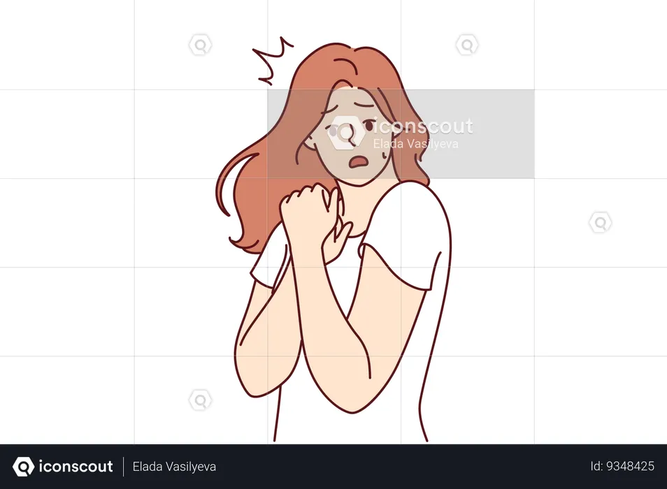 Frightened girl learned bad news opens mouth due to information about price increase  Illustration
