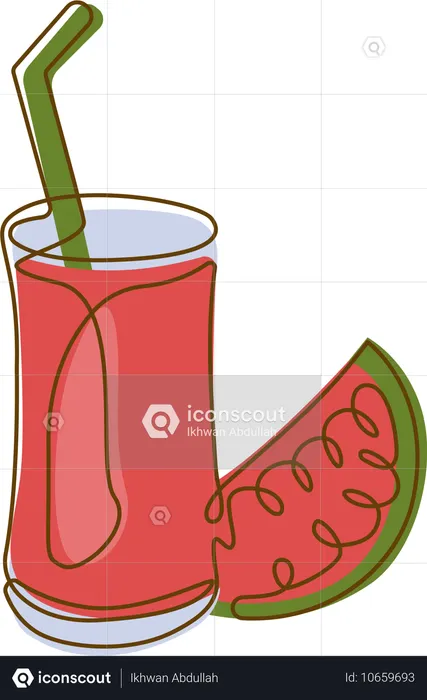 Frischer Wassermelonensaft im Glas mit Stroh  Illustration