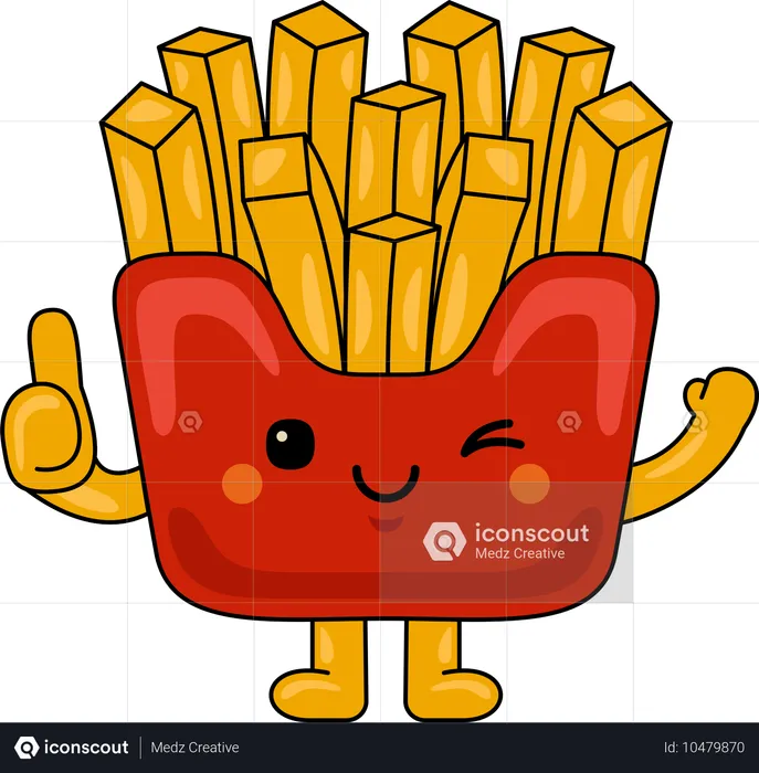 La mascotte des frites montre le pouce levé  Illustration