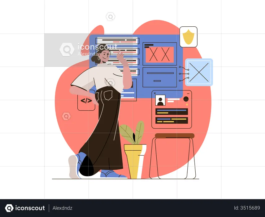 Front end developer doing coding  Illustration