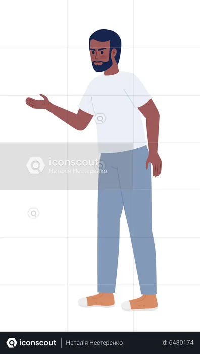 Frowning bearded man arguing and gesturing  Illustration