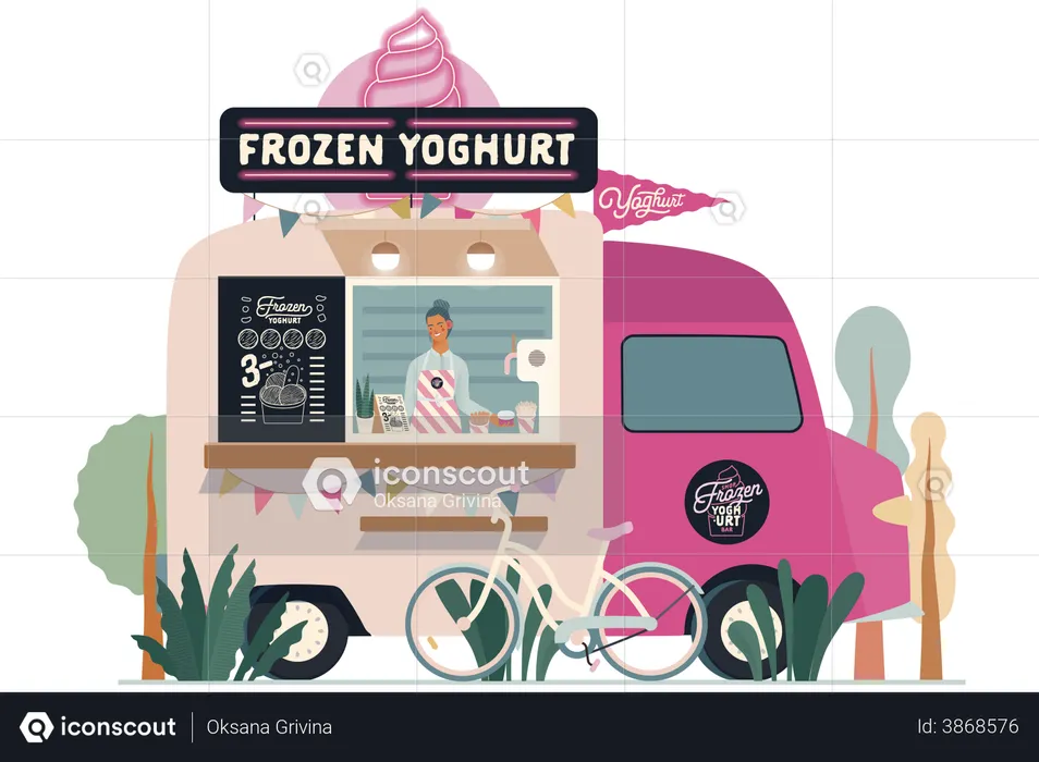 Frozen Yogurt Van  Illustration